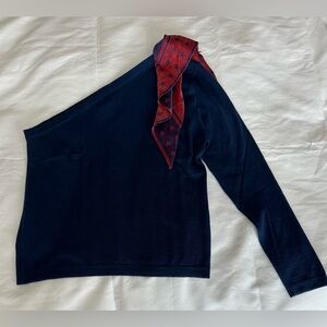 Happy Sheep Sold in Anthropology- Neiman NavyBlue Size Large one shoulder -scarf